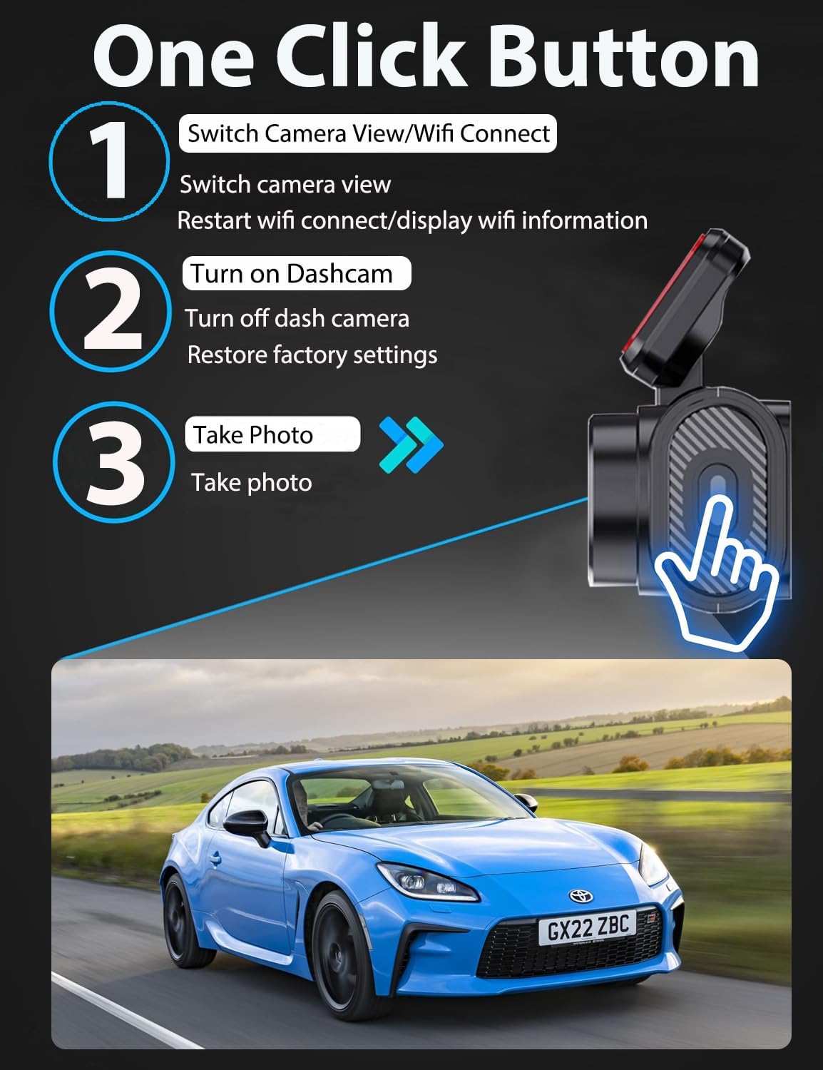 4K Dash Cam Front, 64GB Card Dash Camera for Cars, Built-In Wifi Mini Dashcam with WDR Night Vision, Loop Recording, G-Sensor, APP Control, 24 Hours Parking Monitor, 170°Wide Angle