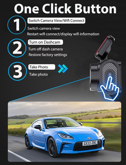 4K Dash Cam Front, 64GB Card Dash Camera for Cars, Built-In Wifi Mini Dashcam with WDR Night Vision, Loop Recording, G-Sensor, APP Control, 24 Hours Parking Monitor, 170°Wide Angle