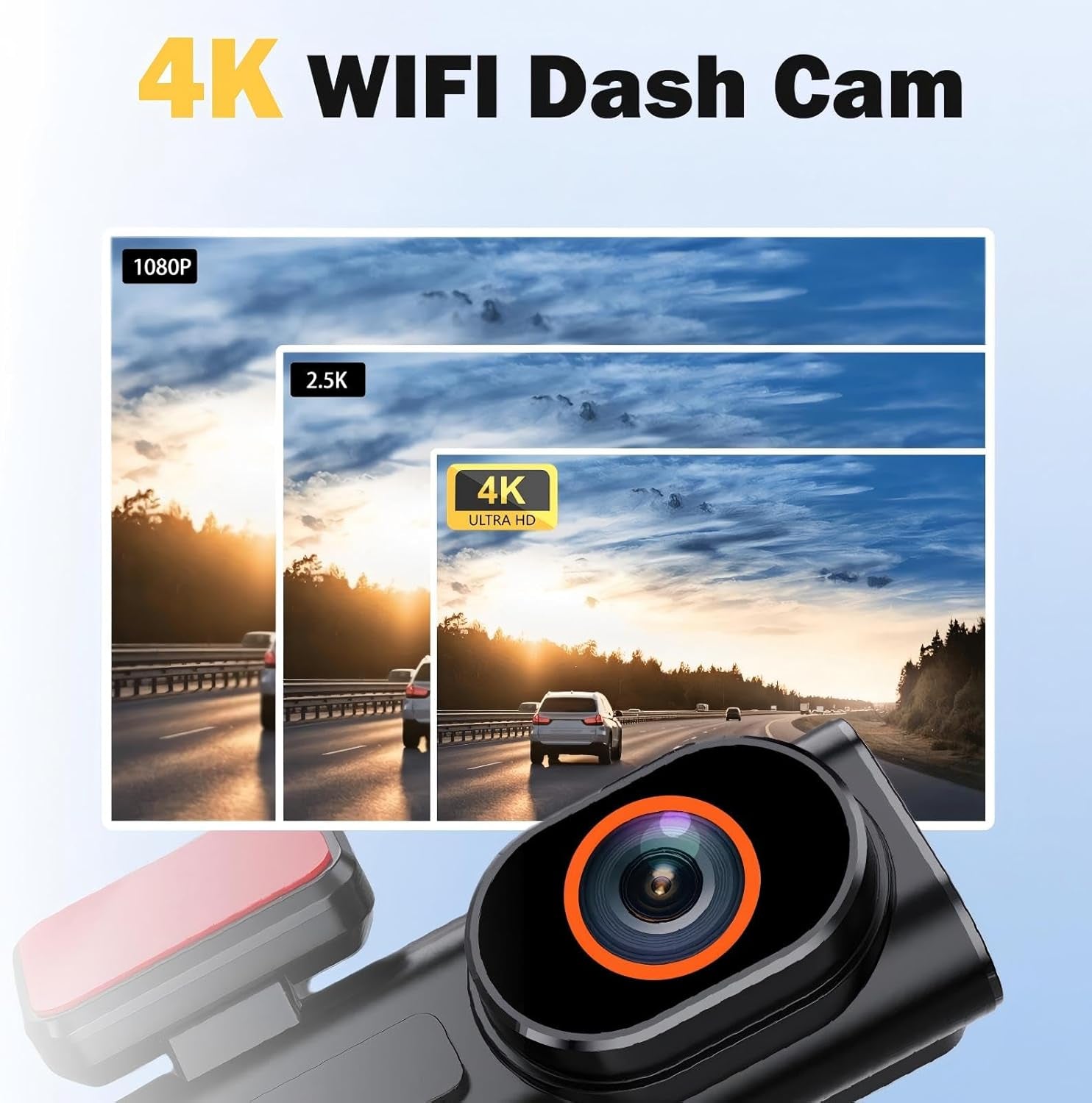4K Dash Cam Front and Rear, 5.8Ghz Wifi Dash Camera for Cars with 64GB Card Included, 1.97" Screen Dash Cam with APP Control, G-Sensor, Loop Recording, WDR Night Vision, 24H Parking Monitor